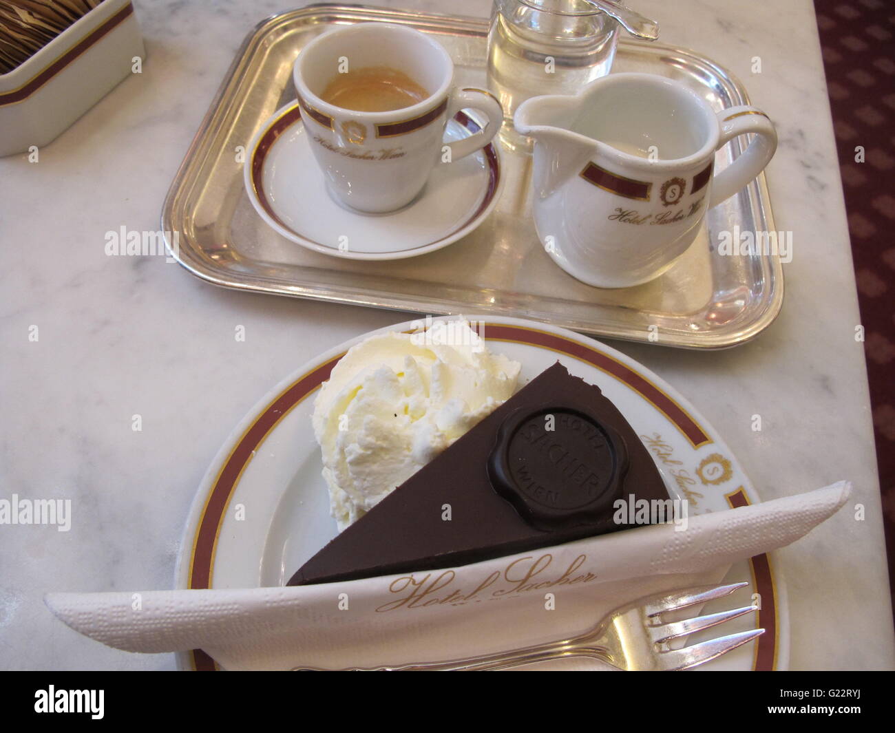 Vienna, Austria. Hotel Sacher café Foto Stock