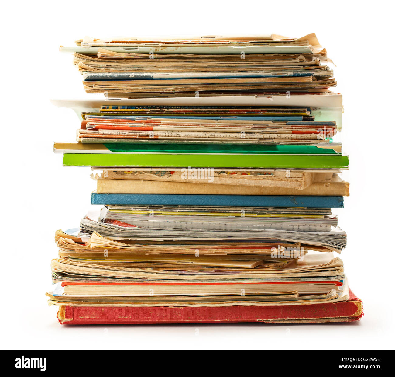 Pila di libri antichi come sfondo closeup Foto Stock