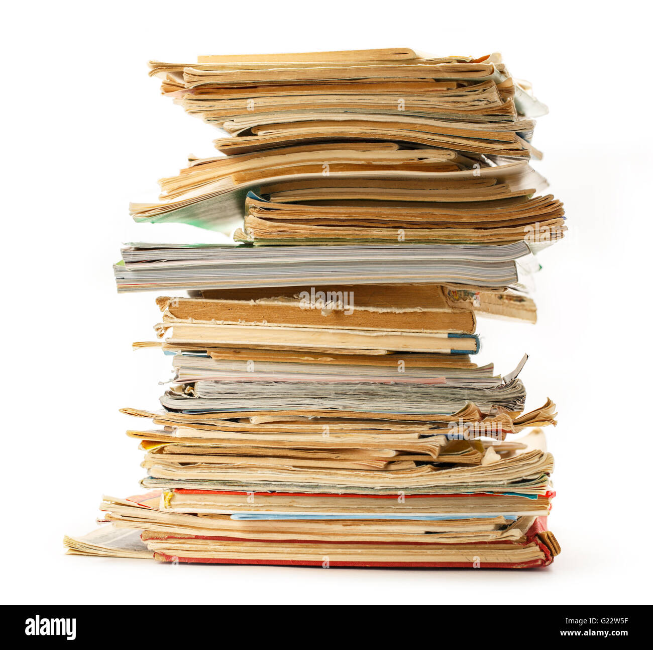 Pila di libri antichi come sfondo closeup Foto Stock