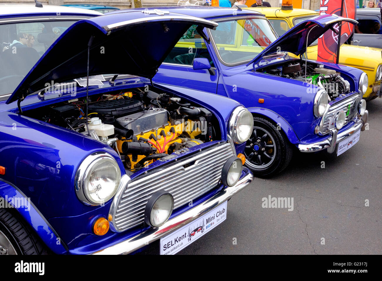 Brighton, Regno Unito. Il 22 maggio 2016. Minis per Madera Drive a conclusione della Londra a Brighton Mini Run che assemblati al Crystal Palace un giorno precedente. L'evento è orgamised dalla London & Surrey Mini Owners Club. Credito: Scott Hortop / Alamy Live News Foto Stock