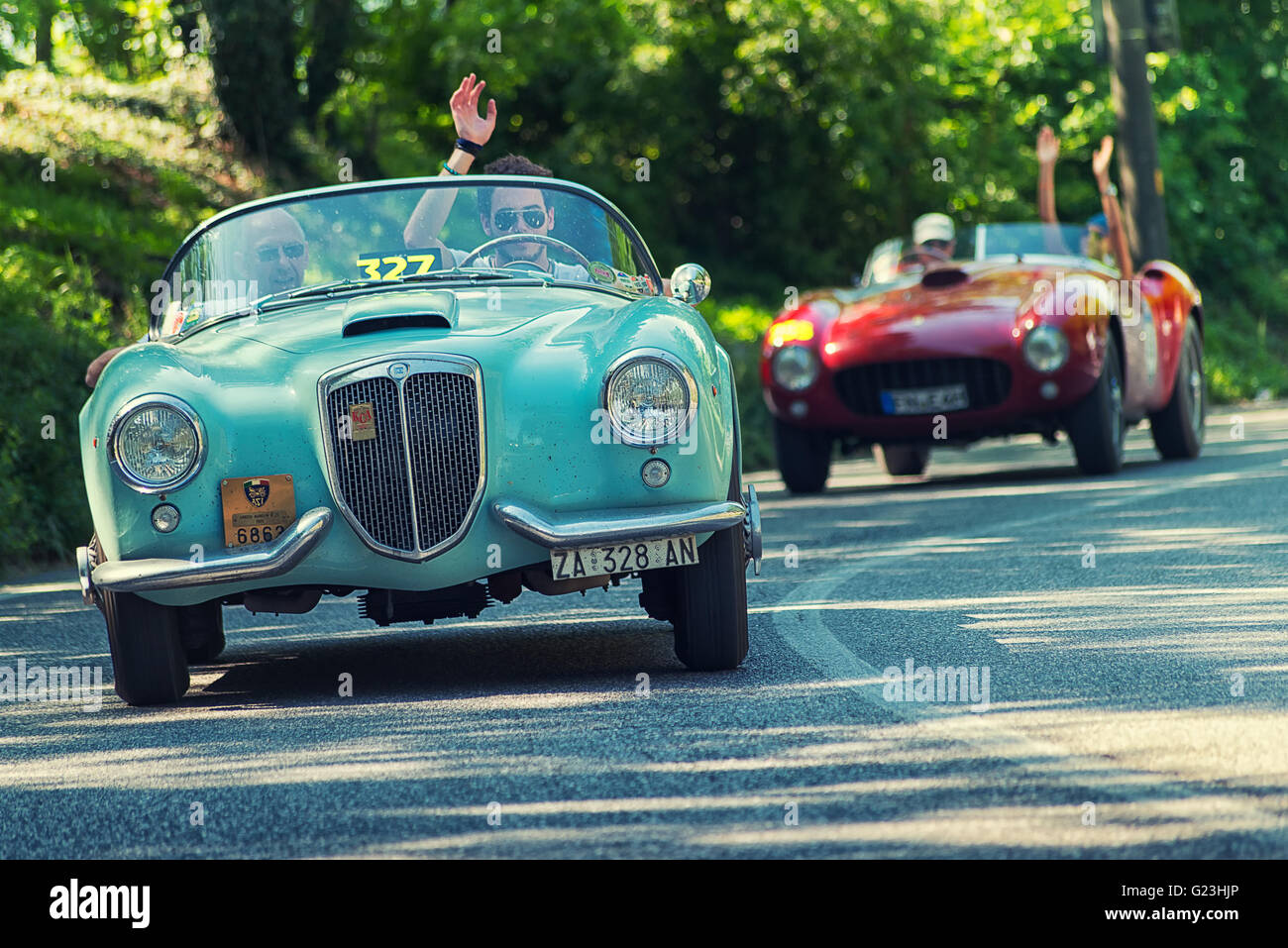 Lancia Aurelia B 24S nella Mille Miglia 2016 annata storica corsa in auto Foto Stock