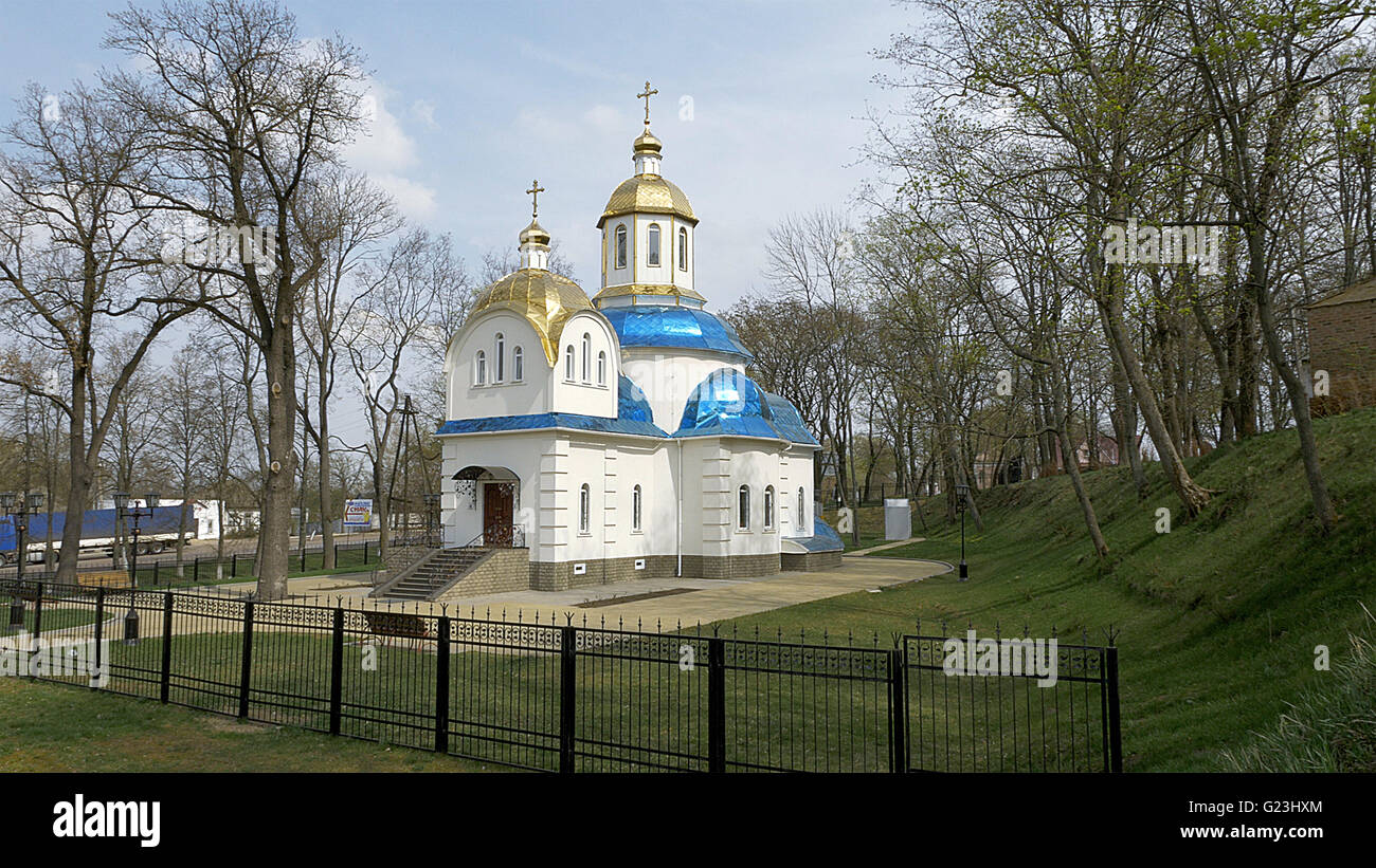 Bianco blu e oro chiesa ortodossa Foto Stock