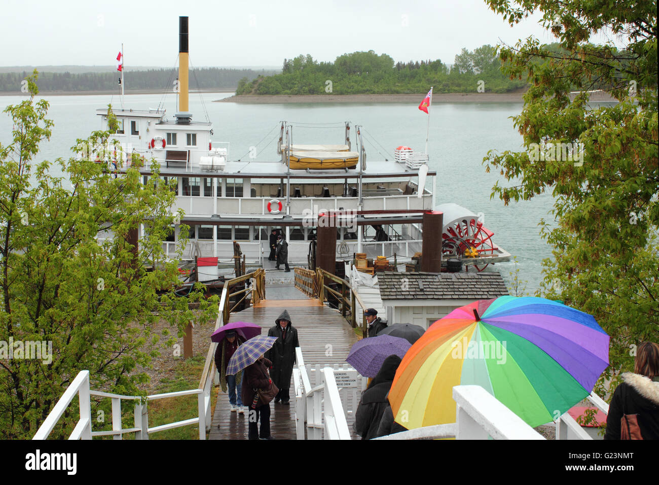 Il sternwheeler battelli a vapore nave replica S.S. Moyie presso Heritage Park, Alberta, Canada. Foto Stock