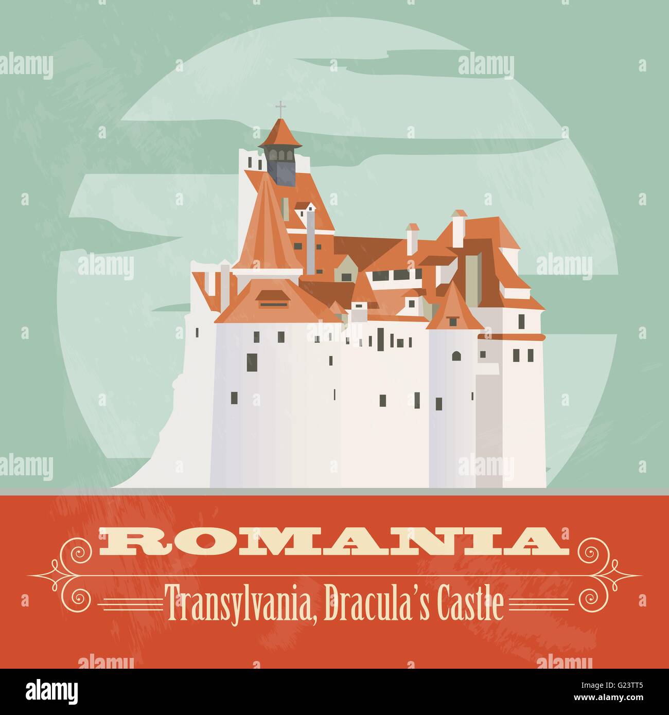 La Romania i punti di riferimento. In stile retrò immagine. Illustrazione Vettoriale Illustrazione Vettoriale