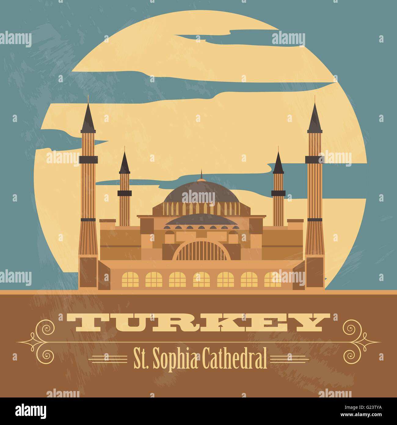 La Turchia punti di riferimento. In stile retrò immagine. Illustrazione Vettoriale Illustrazione Vettoriale