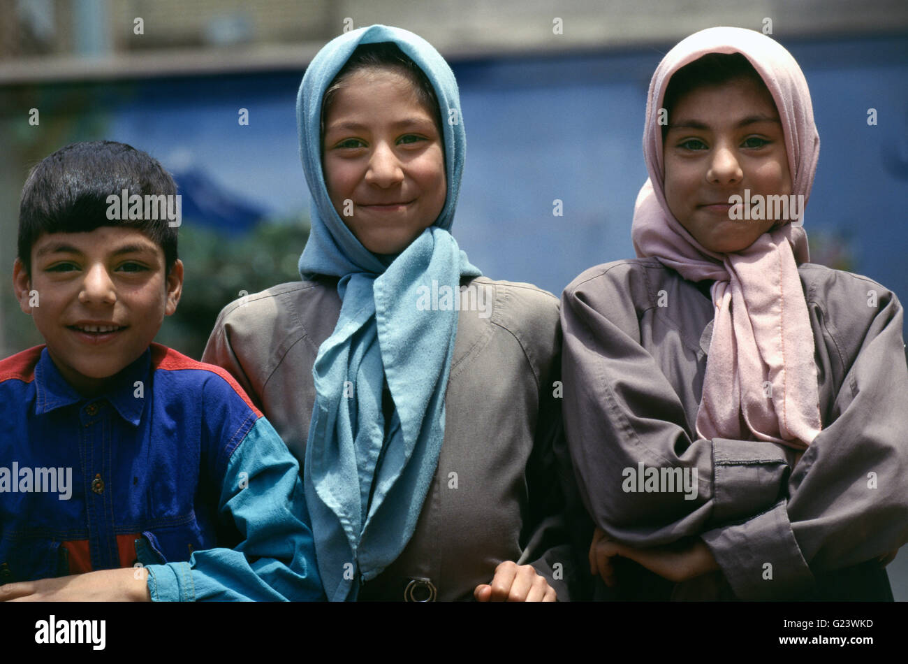 Ritratto di scuola iraniana bambini, Teheran Foto Stock