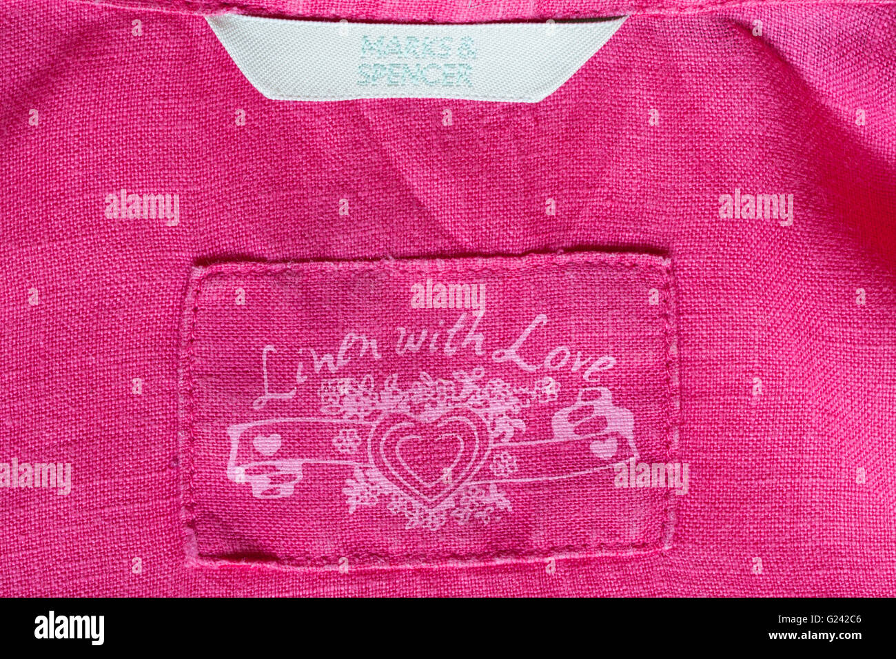 Lino con francobollo d'amore in rosa donna Marks & Spencer indumento di vestiario di blusa Foto Stock
