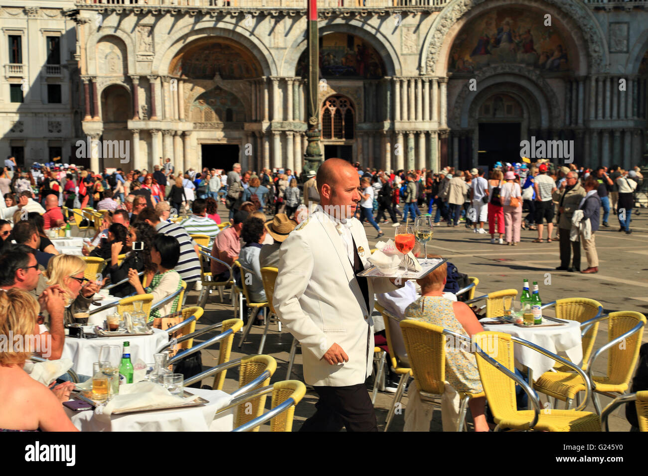 Caffè Lavena. Piazza San Marco / Piazza San Marco / Markusplatz, Venezia. Foto Stock