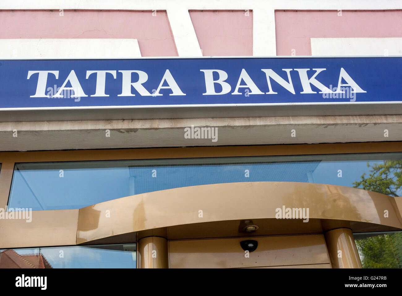 Tatra Banka segno, Slovacchia, Europa Foto Stock
