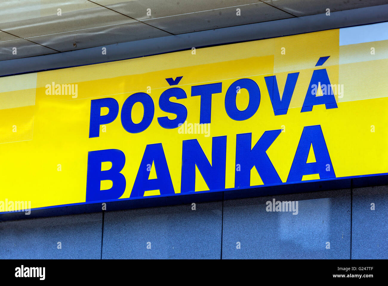 Postova Banka segno, Slovacchia, Europa Foto Stock