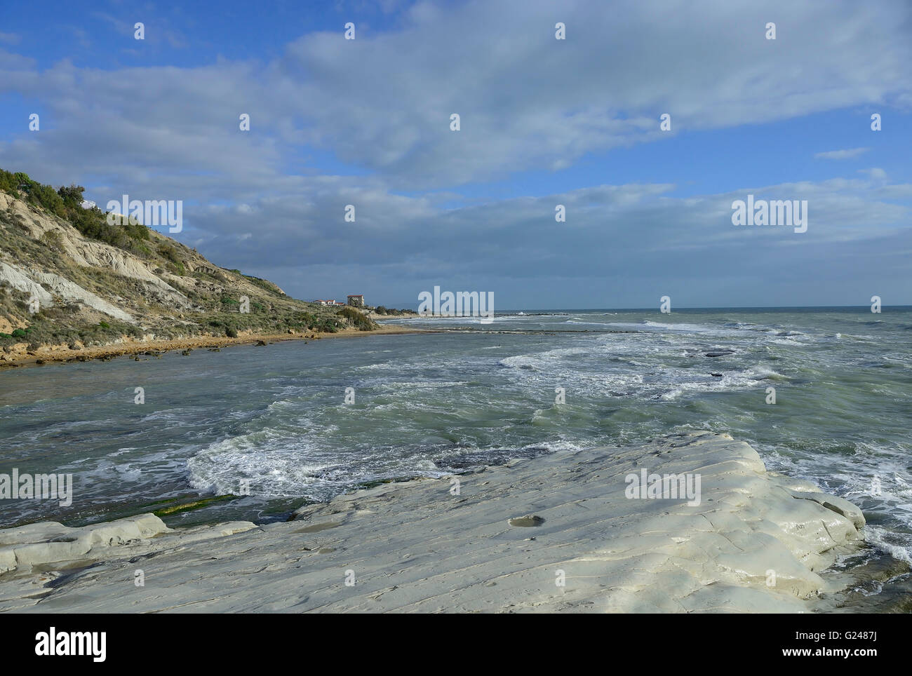 La Scala dei Turchi (turco scale), il bianco della barriera corallina a Realmonte, Sicilia, Italia Foto Stock