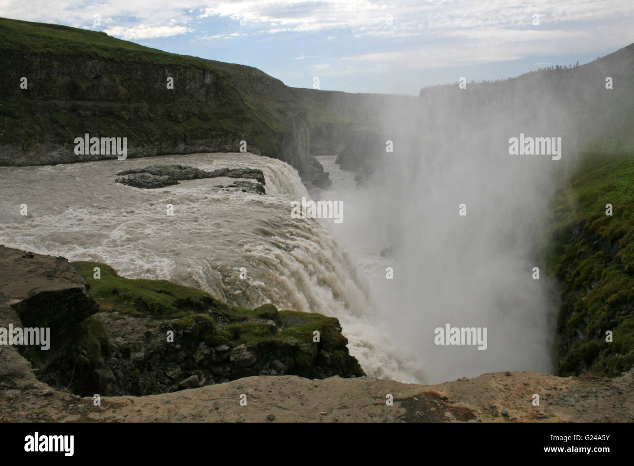 Cascata di Gulfoss e spray Foto Stock