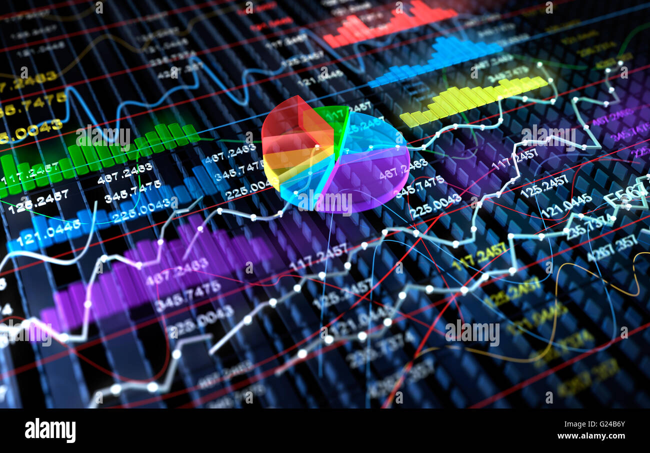Stock Exchange grafico 3D sfondo, 3D illustrazione Foto Stock