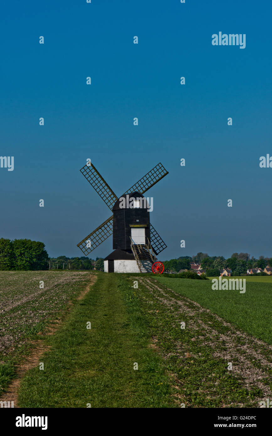 Un inizio di mattina di maggio a Pitstone Windmill, Buckinghamshire, UK Foto Stock