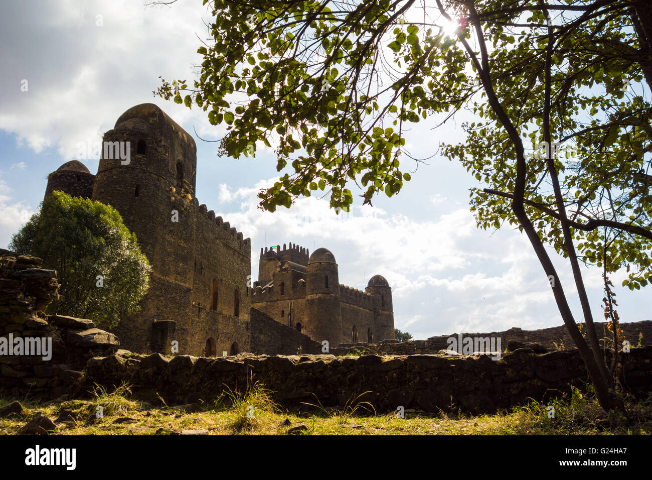 Fasil Ghebbi, un castello storico di Gondar, Etiopia Foto Stock