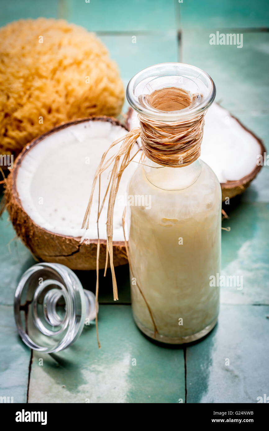 Olio di cocco. Foto Stock
