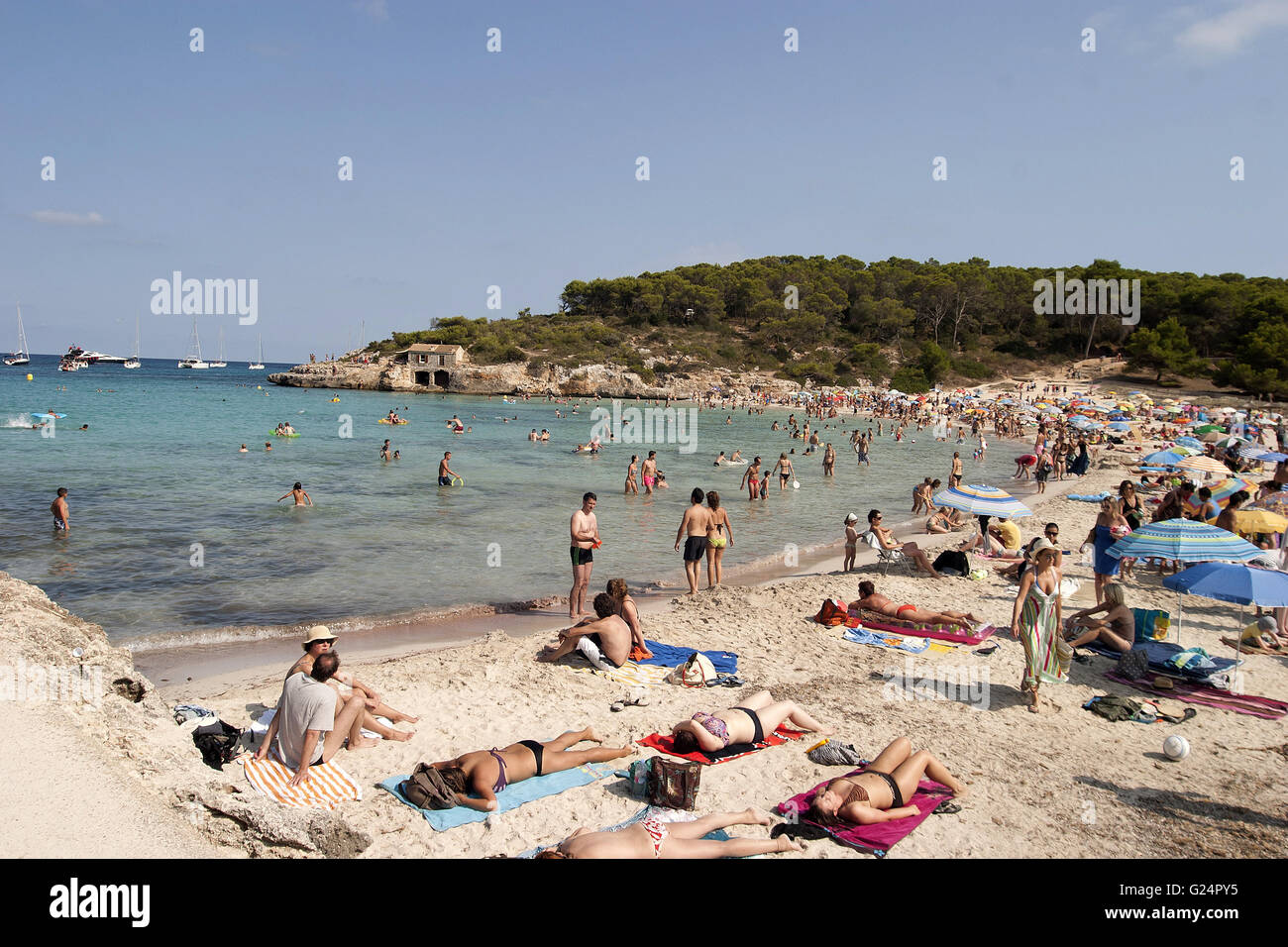 Una bella vista della spiaggia, Palma de Mallorca, Palma di Maiorca, estate, turismo, relax, vacanze, spiaggia, mare Foto Stock