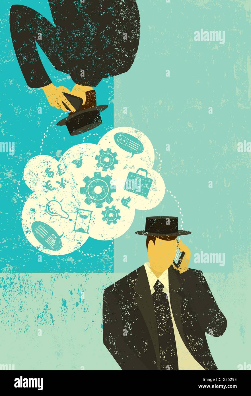 B2B Communications due imprenditori impegnati in attività di comunicazione. Illustrazione Vettoriale