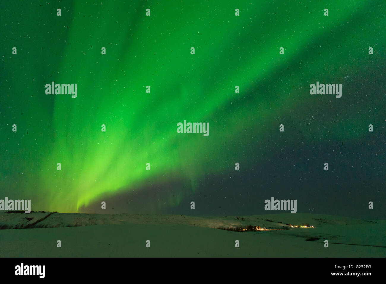 Aurora Boreale (Northern Lights) oltre il sud dell'Islanda. Foto Stock