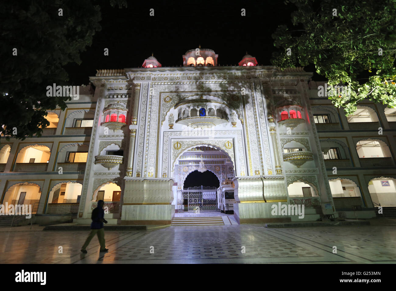 Ingresso, Takhat Sachkhand Shri Hazur Abchalnagar Sahib Gurudwara in città Nanded, Maharashtra in India Foto Stock