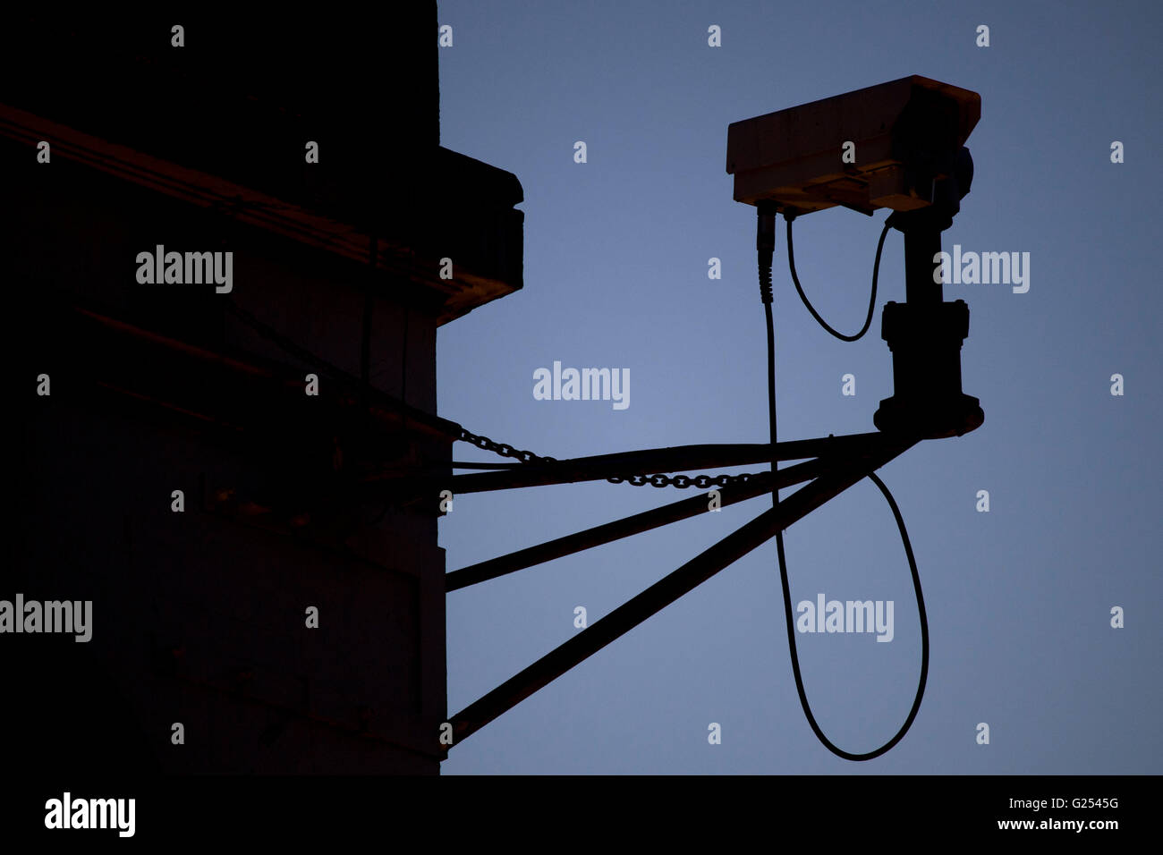 Sicurezza CCTV silhouette della fotocamera Foto Stock