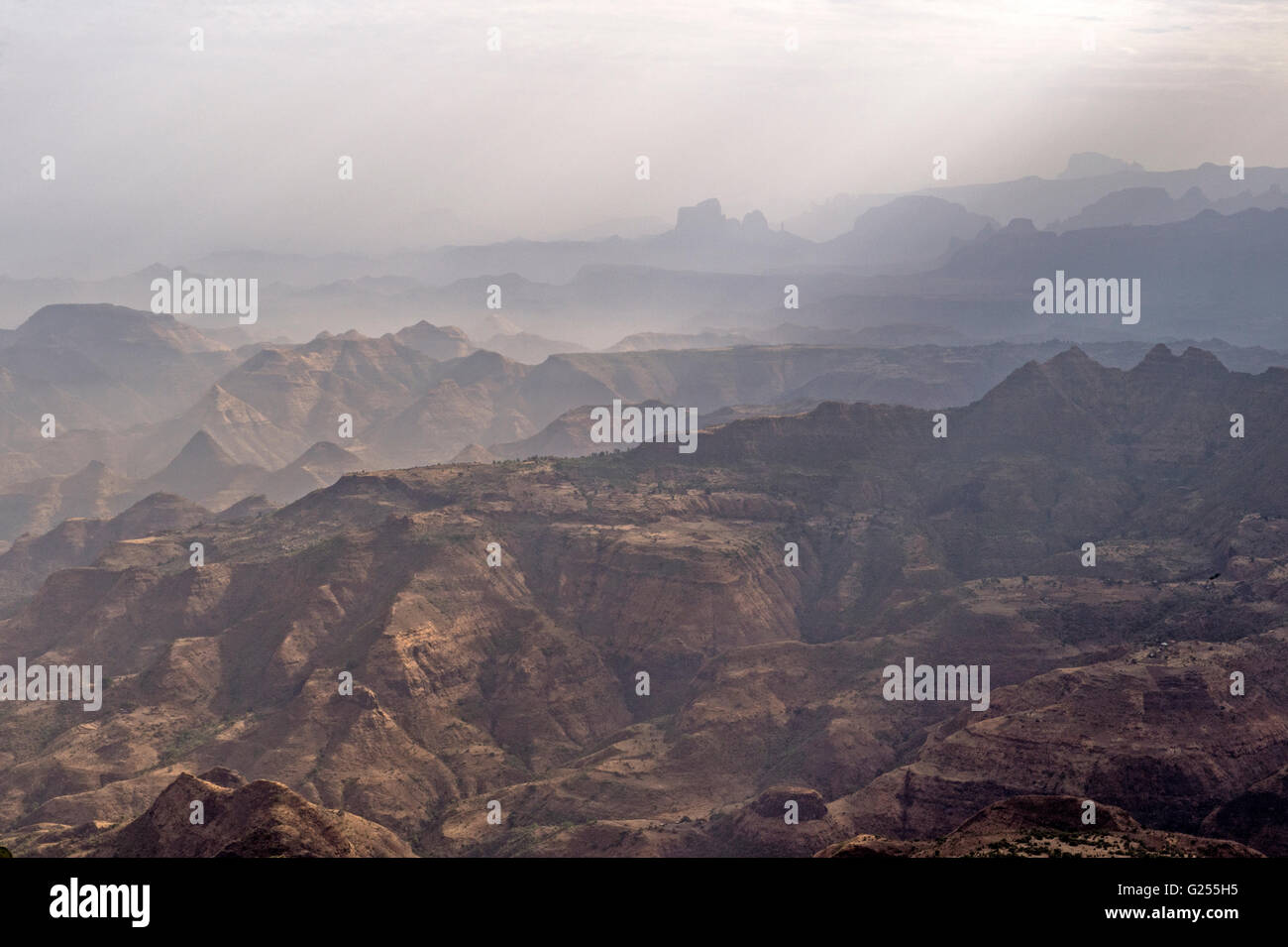 Simien Mountains all'alba Simien Mountains National Park, Etiopia Foto Stock