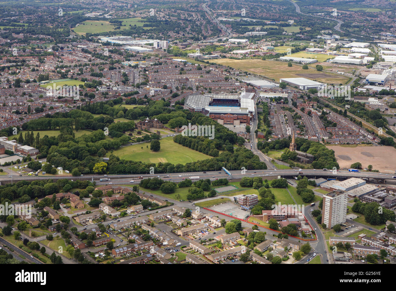 Una veduta aerea della Aston e Witton sobborghi di Birmingham Foto Stock