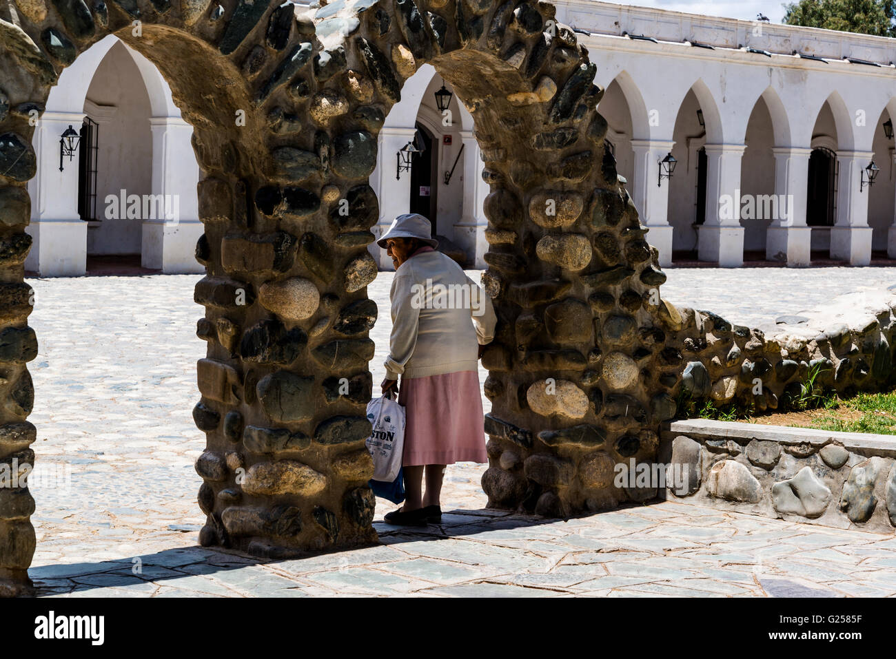 Cachi piazza principale, provincia di Salta, Argentina Foto Stock