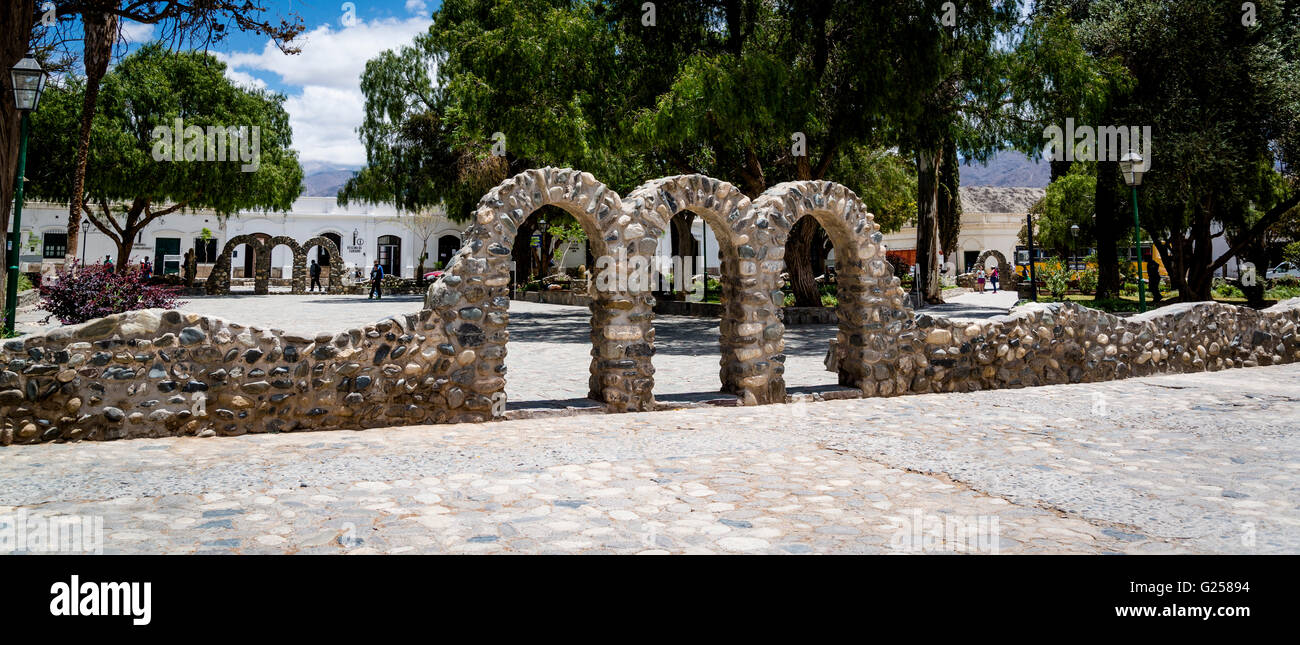 Cachi piazza principale, provincia di Salta, Argentina Foto Stock