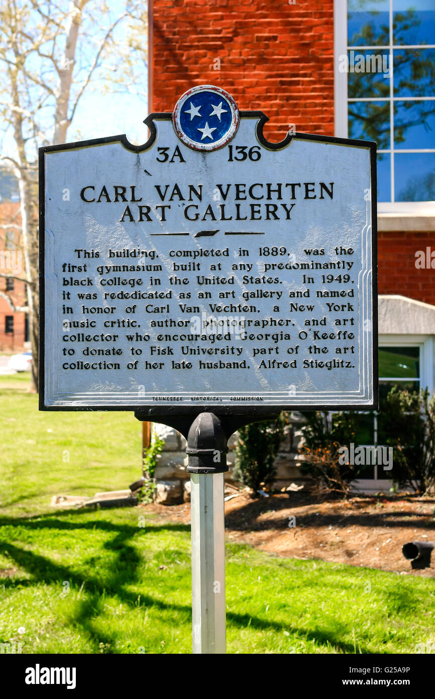 Il Carl Van Vechten galleria d'arte segno storico su Fisk University campus in Nashville TN Foto Stock