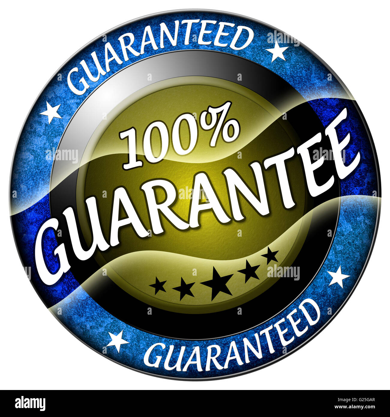 100 Garanzia round icona blu isolato Foto Stock