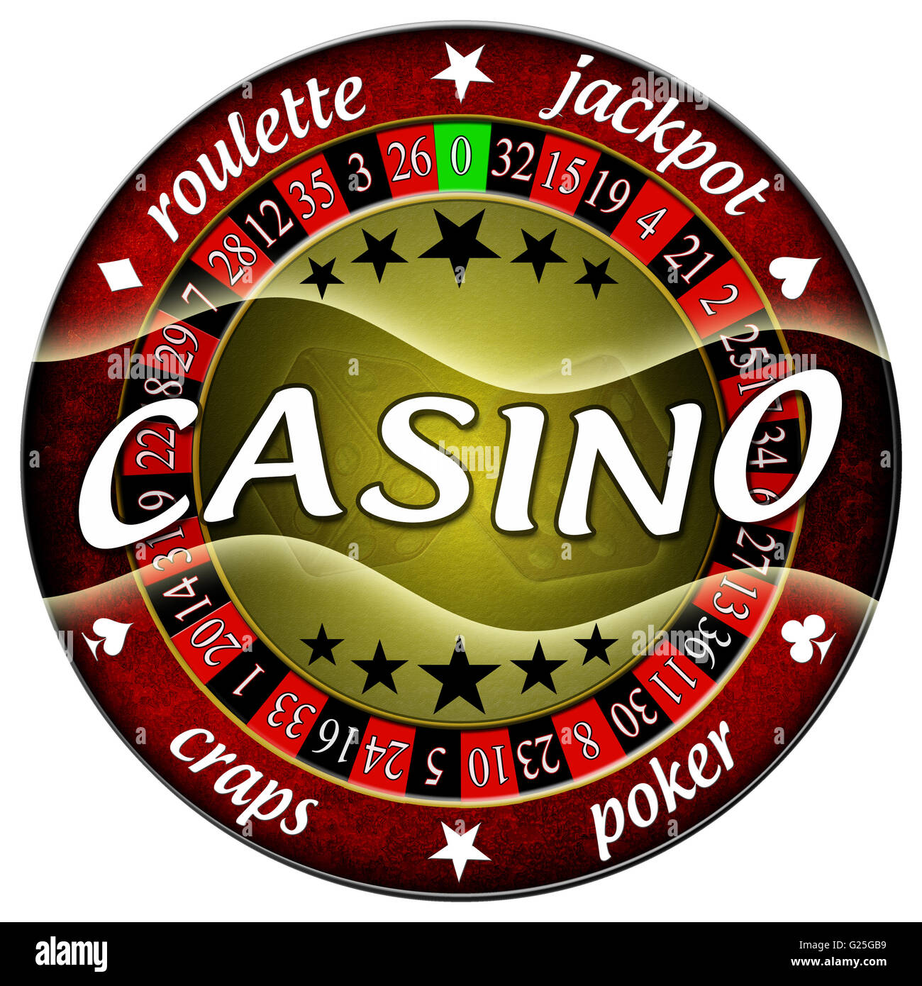 Illustrazione di casino rosso rotondo isolato Foto Stock