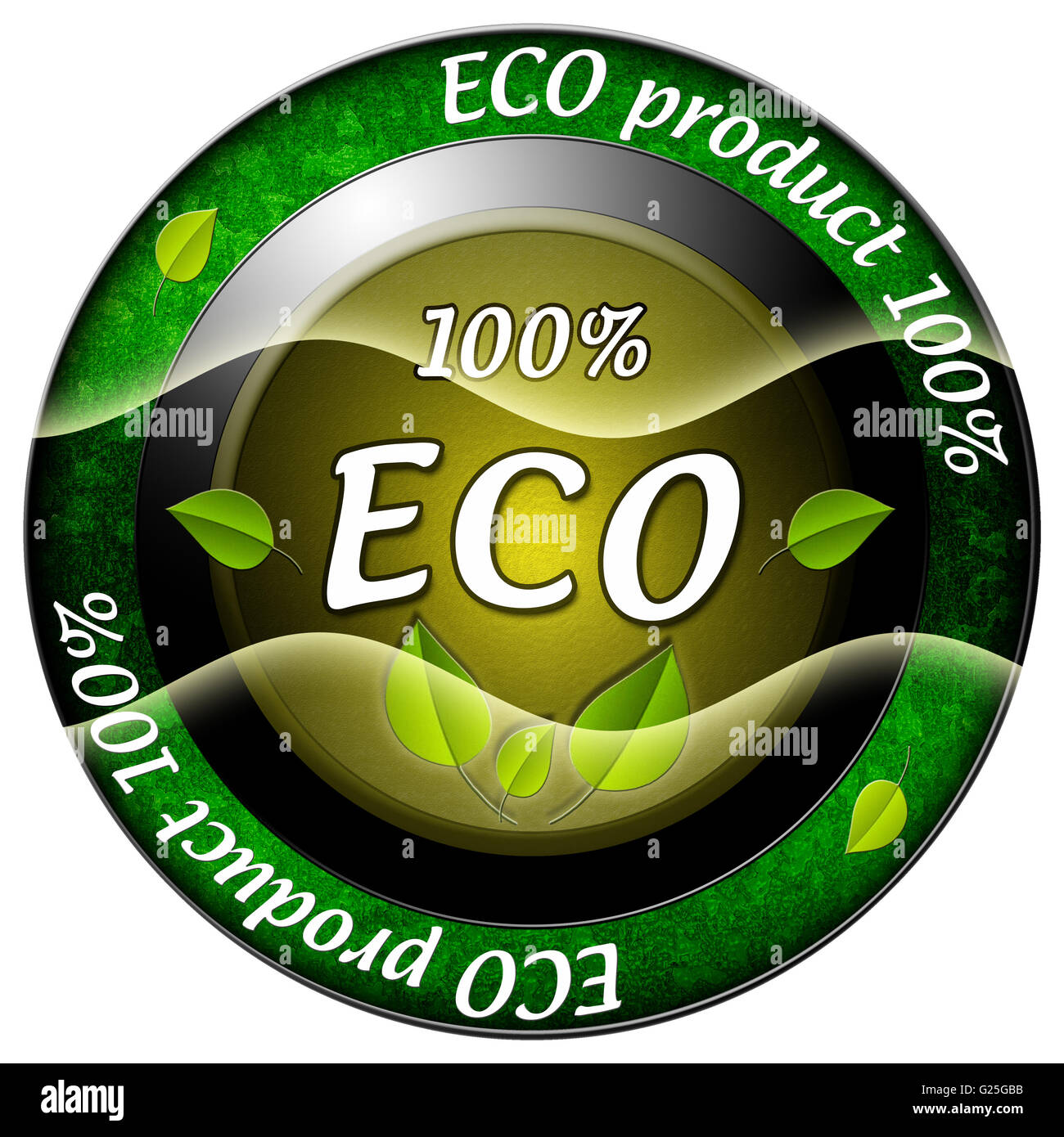 Prodotto Eco 100 round icona verde isolato Foto Stock