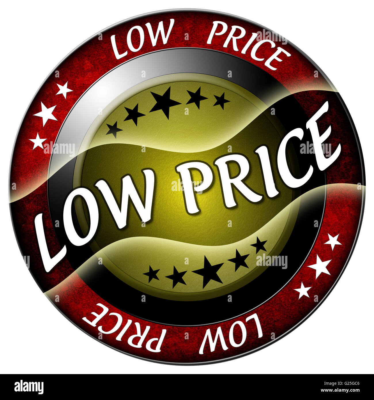 Prezzo basso round icona rossa isolato Foto Stock