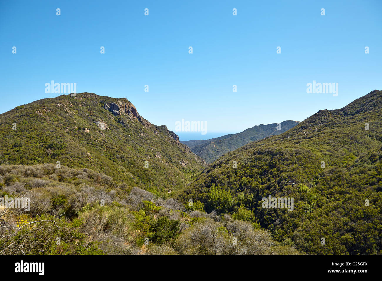 Vista oceano e geologia, Malibu, CA Foto Stock