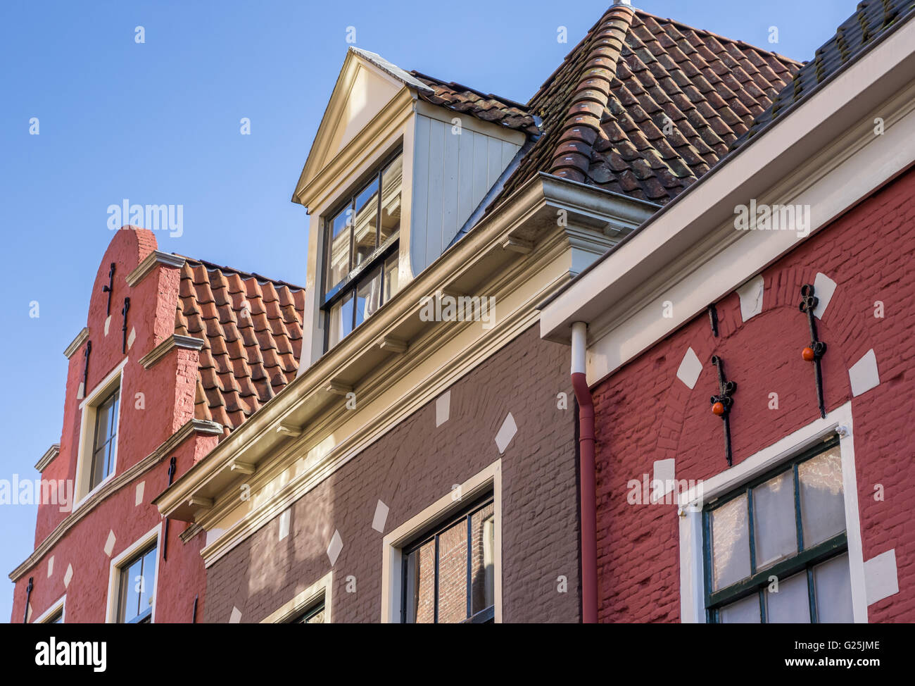 Dettaglio di case storiche in Leeuwarden, Paesi Bassi Foto Stock