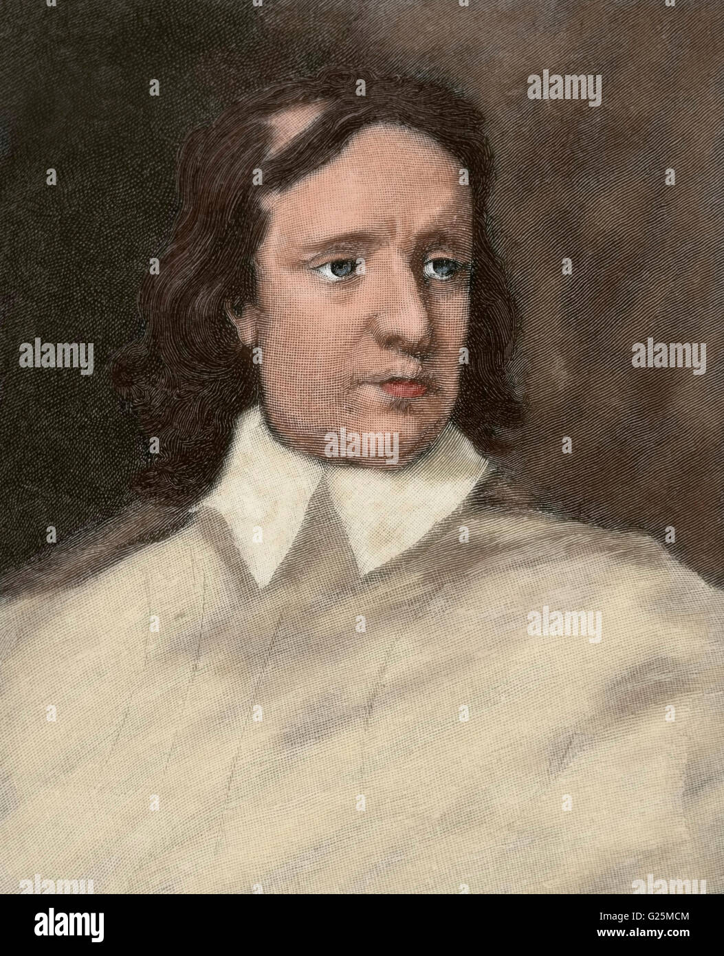 Oliver Cromwell (1599-1658). Inglese militare e politico. Ritratto. Incisione. Xix secolo. Colorati. Foto Stock