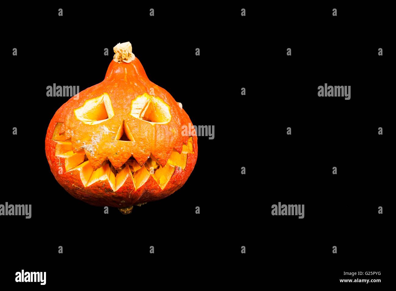 Scary faccia Zucca di Halloween Foto Stock