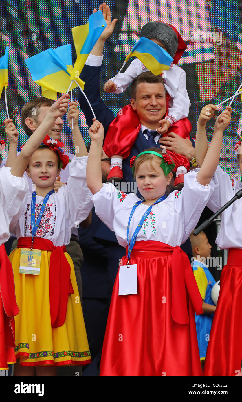 Cerimonia di Partenza della nazionale di calcio dell'Ucraina per il Campionato Europeo 2016 Foto Stock