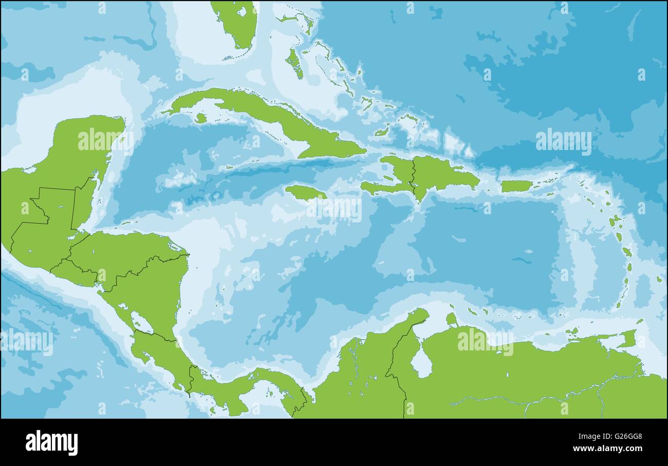 Mappa dei Caraibi Illustrazione Vettoriale