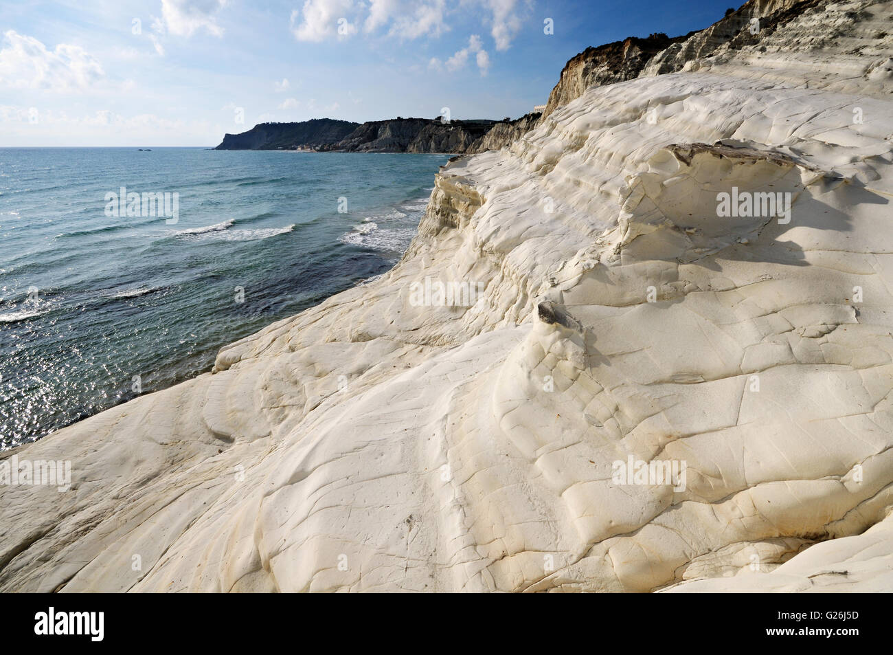 Marna bianca scogliera della Scala dei Turchi (turco scale), Realmonte, Sicilia, Italia Foto Stock