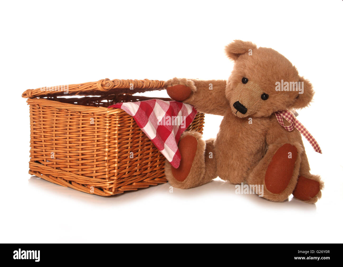 Teddy bear picnic di esclusione di studio Foto Stock