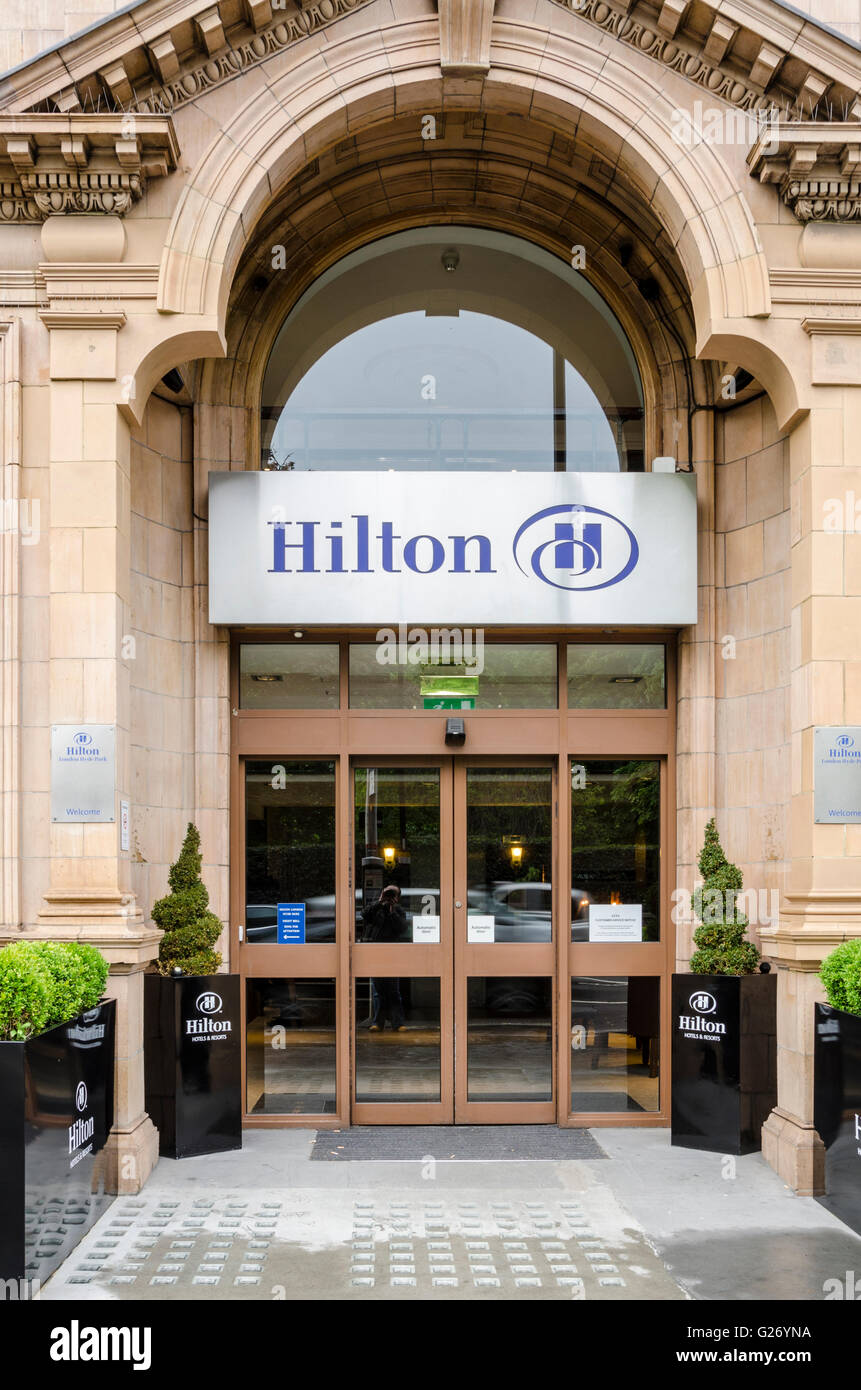 Il Hotel Hilton London Hyde Park Hotel su Bayswater Road, Bayswater a Londra Foto Stock