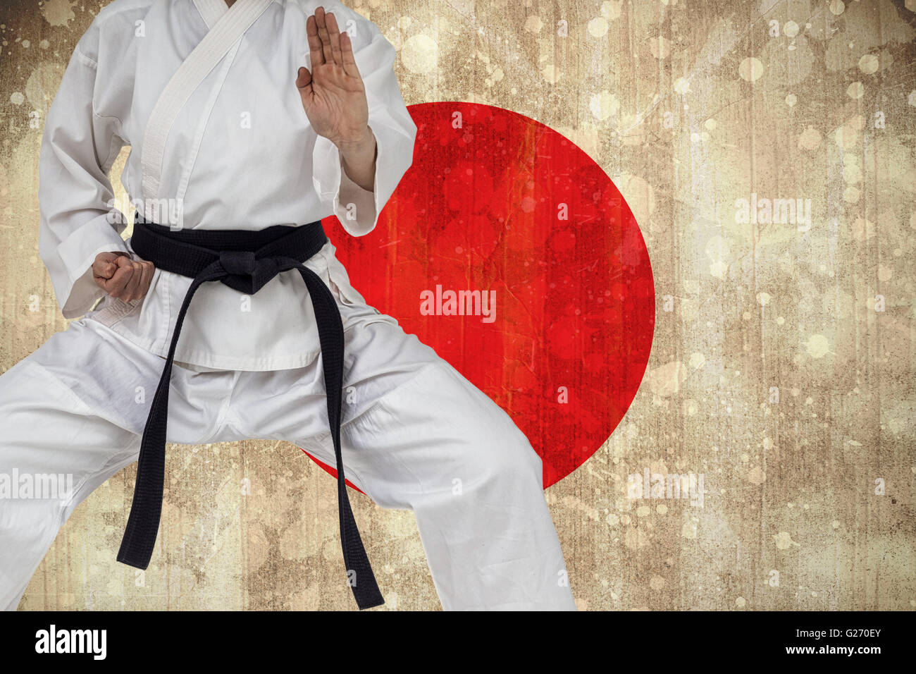 Immagine composita del fighter eseguendo il karate posizione Foto Stock