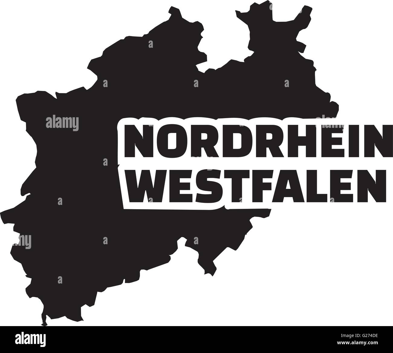 Renania settentrionale-Vestfalia mappa con titolo tedesco Illustrazione Vettoriale