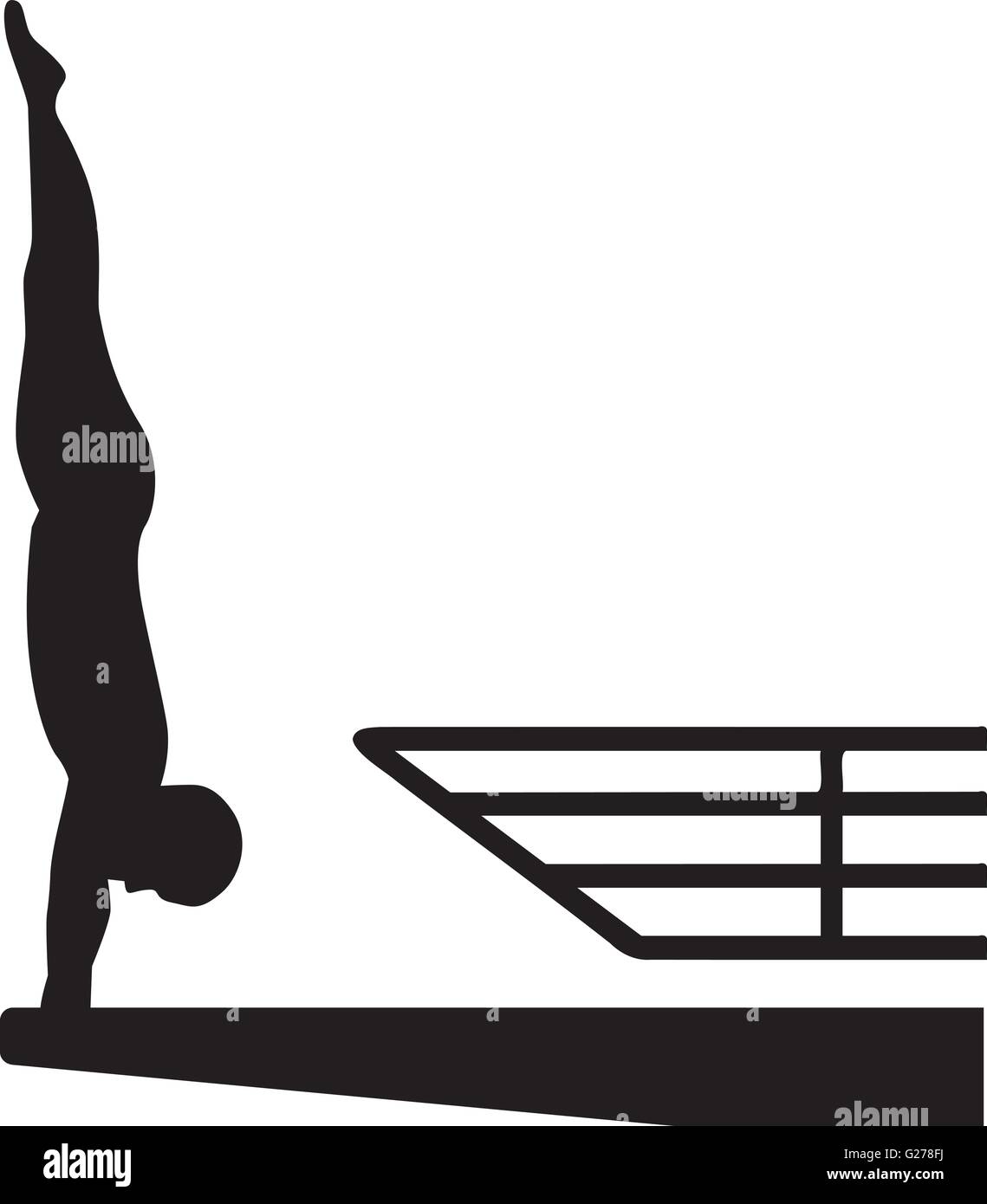 High diving silhouette Illustrazione Vettoriale