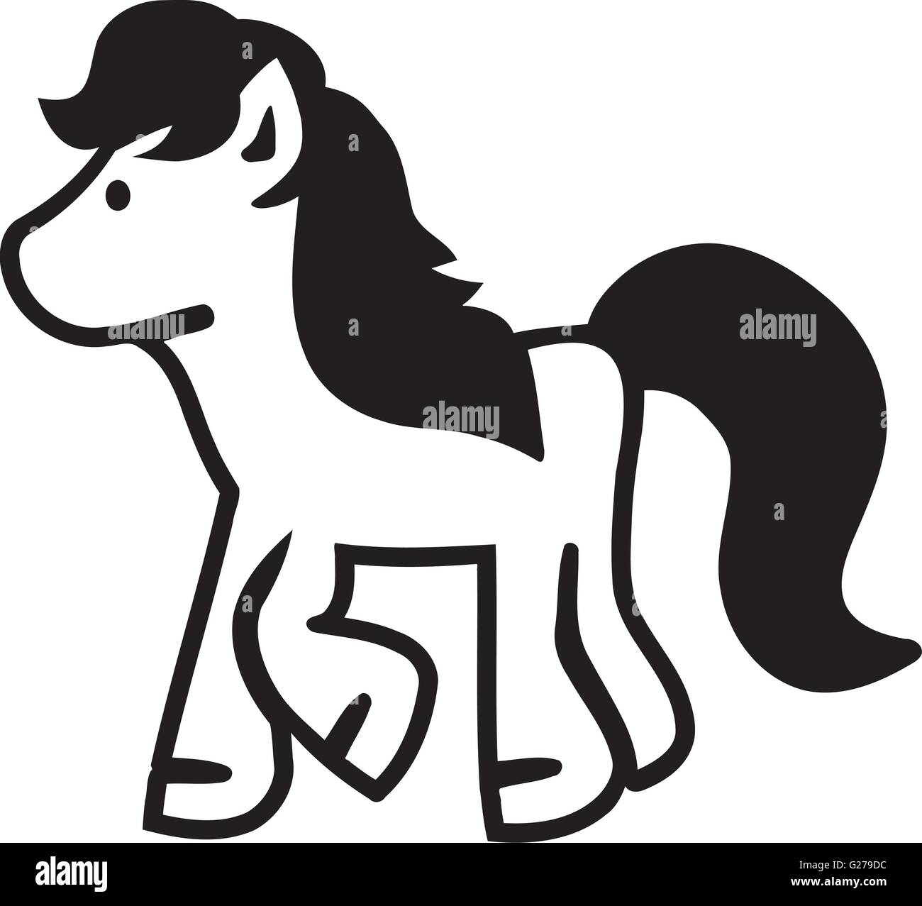 Simpatici pony profilo Illustrazione Vettoriale