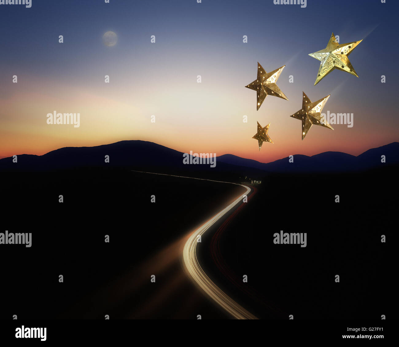 DE - Baviera: Autobahn di notte (Yuletide Concetto di viaggio) Foto Stock