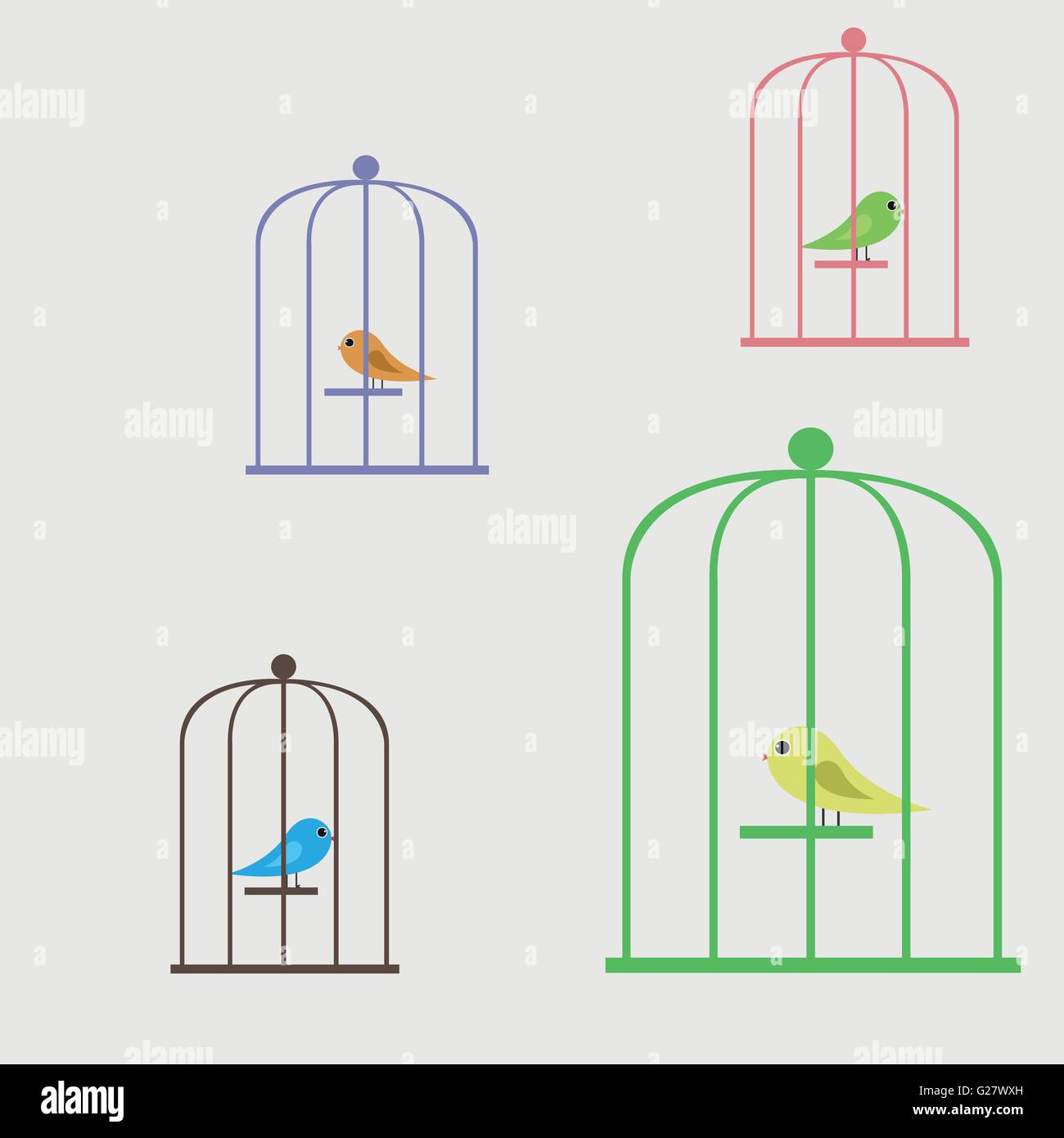 Illustrazione Vettoriale uccello in gabbia Illustrazione Vettoriale