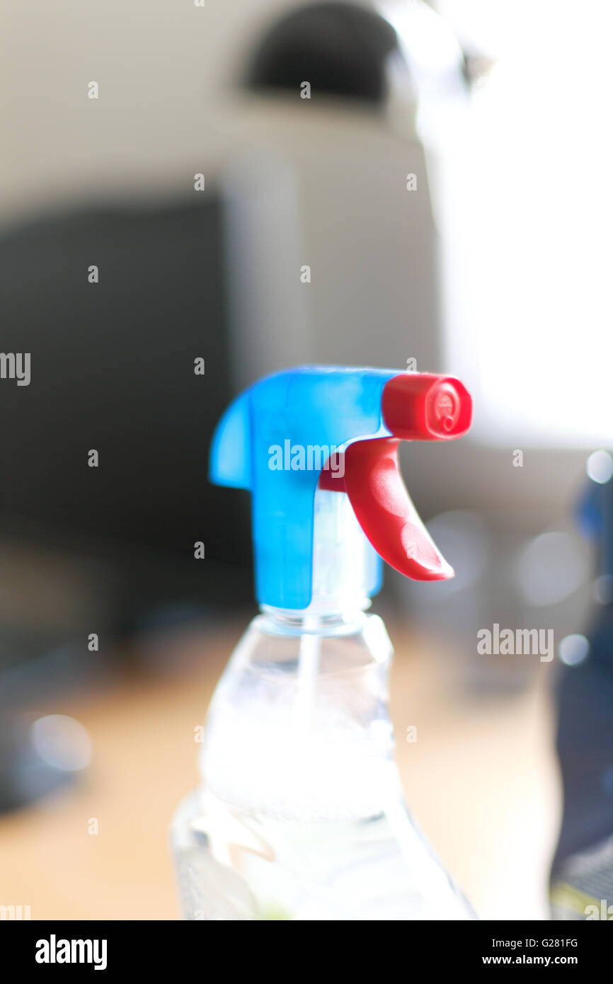 La bottiglia spray di disinfettante detergenti. Foto Stock